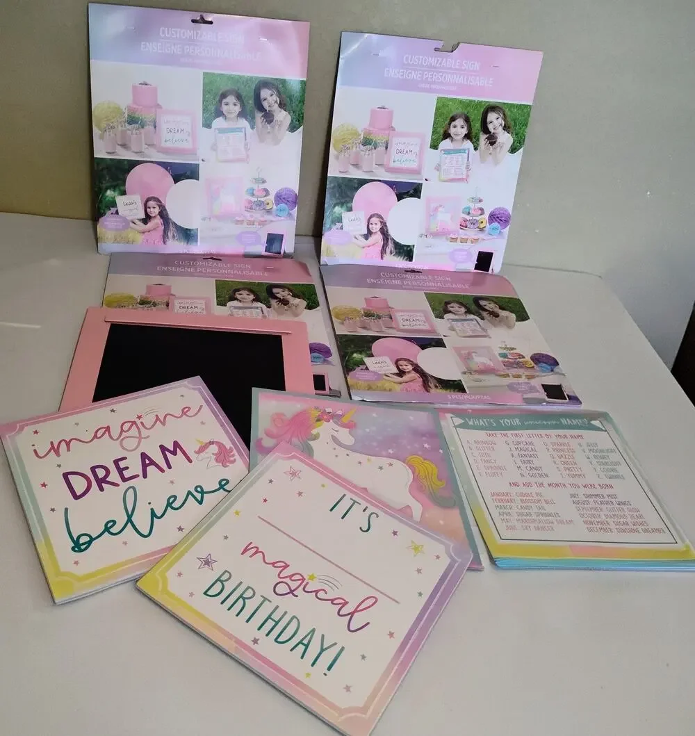 ENCHANTED UNICORN PARTY 12x12in Chalkboard Sign Birthday Decor Bundle Of Four